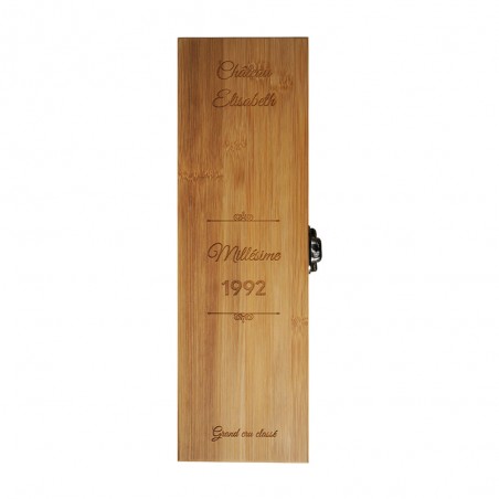 Personalized bamboo wine box with first name "Château, Millésime" - Bamboo wine box with 4 serving pieces