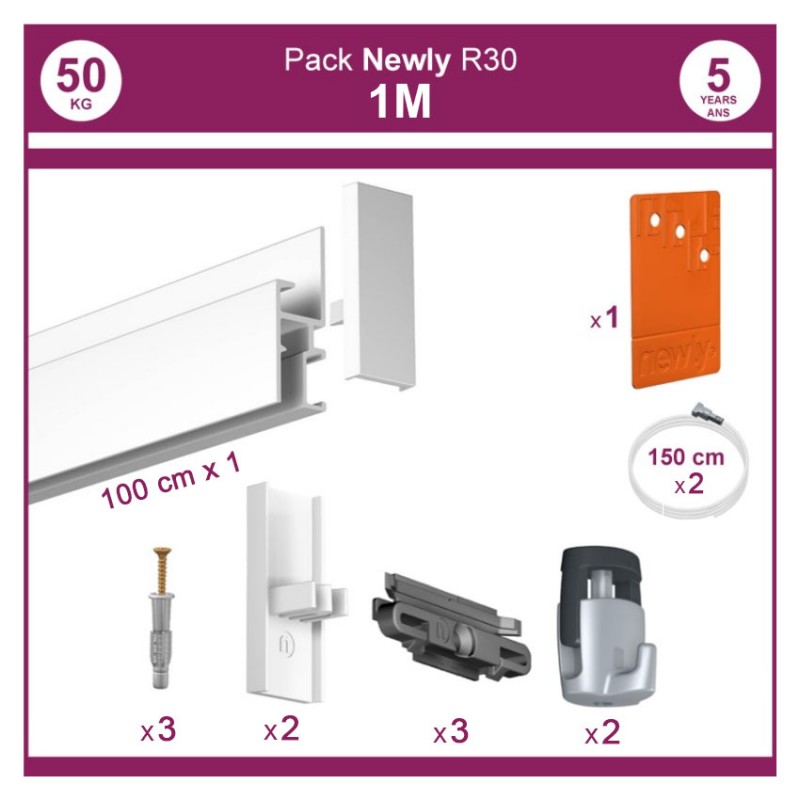 Crochet autobloquant antivol charge 60 kg max pour tige 4x4mm cimaise -  Accessoires décoration murale