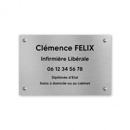 Plaque professionnelle personnalisée en PVC pour infirmière libérale - 1 à 5 lignes de texte - Format 30 x 20 cm