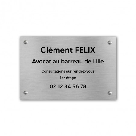 Plaque professionnelle personnalisée en PVC pour avocat, société d'avocats - 1 à 5 lignes de texte - Format 30 x 20 cm