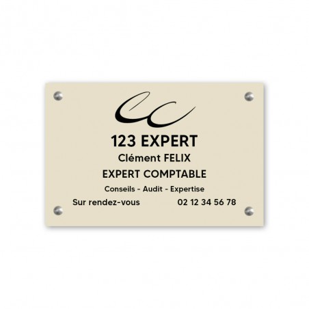 Plaque professionnelle personnalisée en PVC avec logo pour expert comptable - Format 30 cm x 20 cm