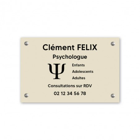 Plaque professionnelle personnalisée avec logo en PVC pour psychologue - 1 à 5 lignes de texte - 30 cm x 20 cm