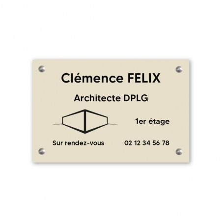 Plaque professionnelle personnalisée avec logo en PVC pour architecte, cabinet d'architecture - Format 30 cm x 20 cm