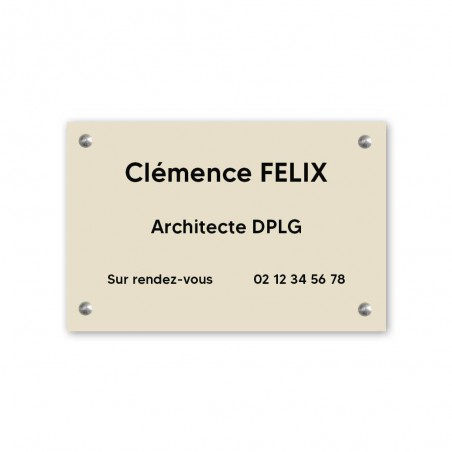 Plaque professionnelle personnalisée en PVC pour architecte, cabinet d'architecture - 1 à 5 lignes de texte - Format 30 x 20 cm