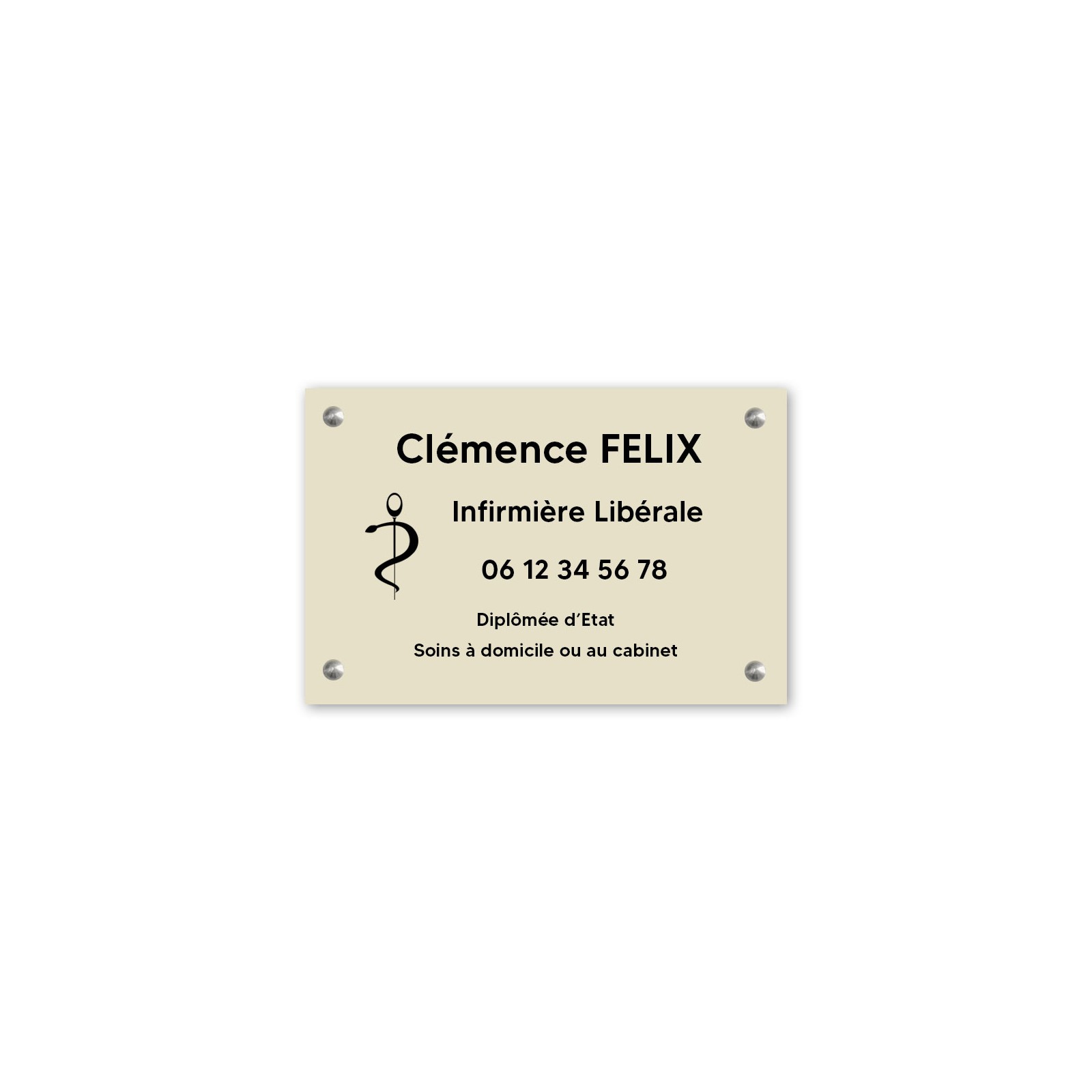 Plaque professionnelle personnalisée avec logo pour infirmière libérale - Plaque PVC - Format 30 cm x 20 cm