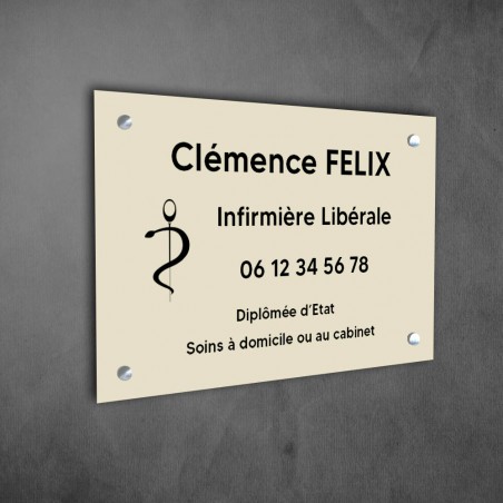 Plaque professionnelle personnalisée avec logo pour infirmière libérale - Plaque PVC - Format 30 cm x 20 cm