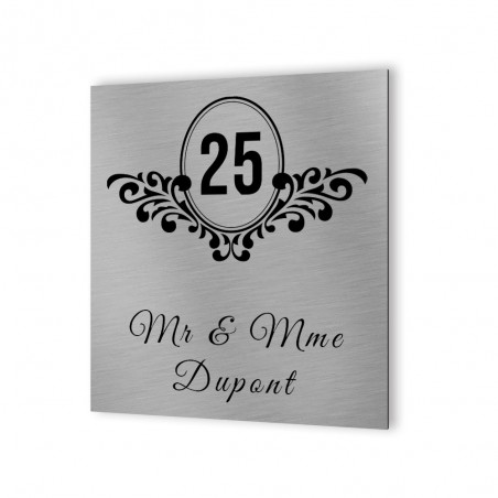 Customizable exterior house number in Aluminum Dibond - Baroque model street number