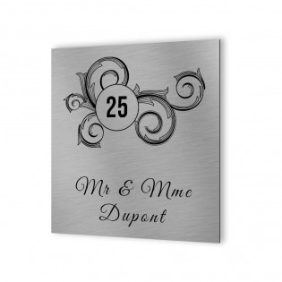 Customizable exterior house number in Aluminum Dibond - Floral model street number