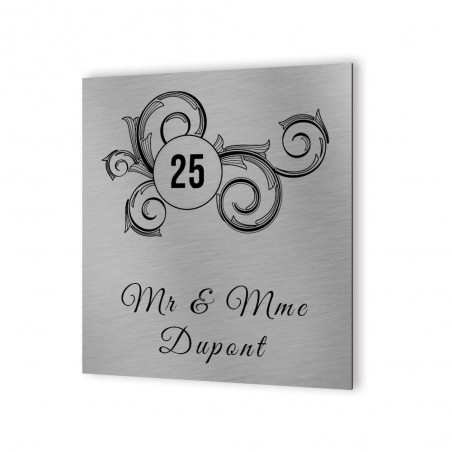 Customizable exterior house number in Aluminum Dibond - Floral model street number