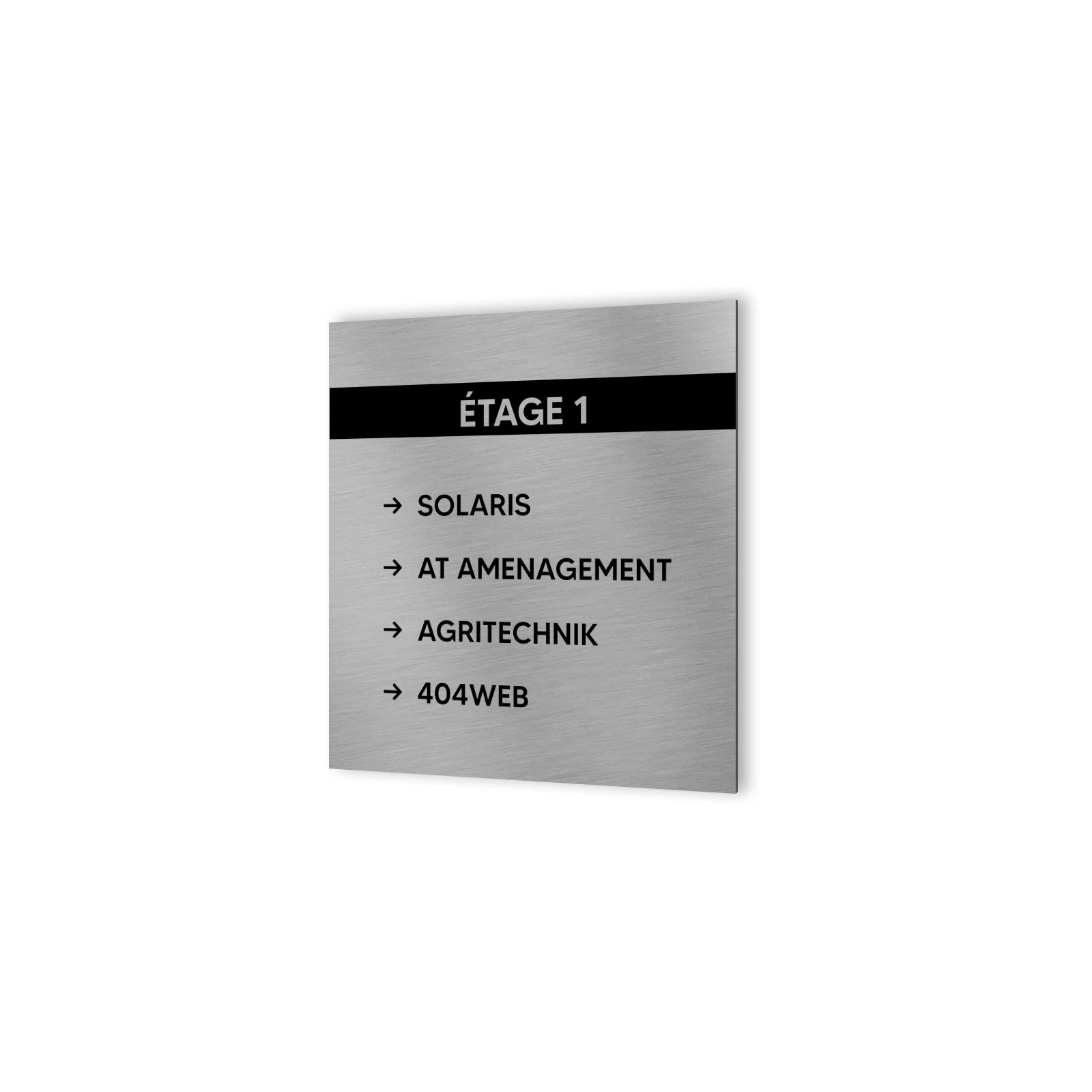 Panneau numéro d'étage pour entreprise, cabinet - Format 20 cm x 20 cm en Dibond Aluminium - Plaque d'étage personnalisable