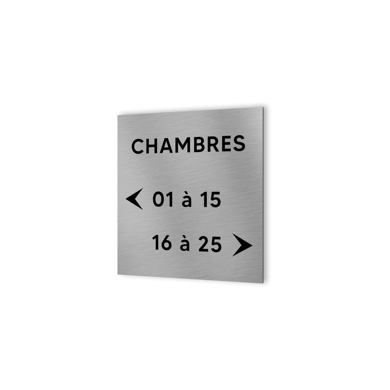 Panneau numéros de chambres pour hôtel, immeuble - Format 20 cm x 20 cm en Dibond Aluminium brossé -  Numéros personnalisables