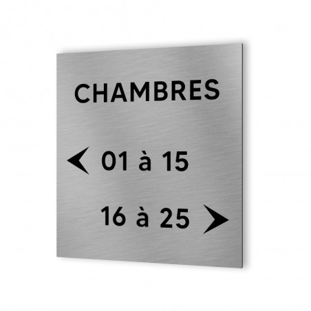 Panneau numéros de chambres pour hôtel, immeuble - Format 20 cm x 20 cm en Dibond Aluminium brossé -  Numéros personnalisables