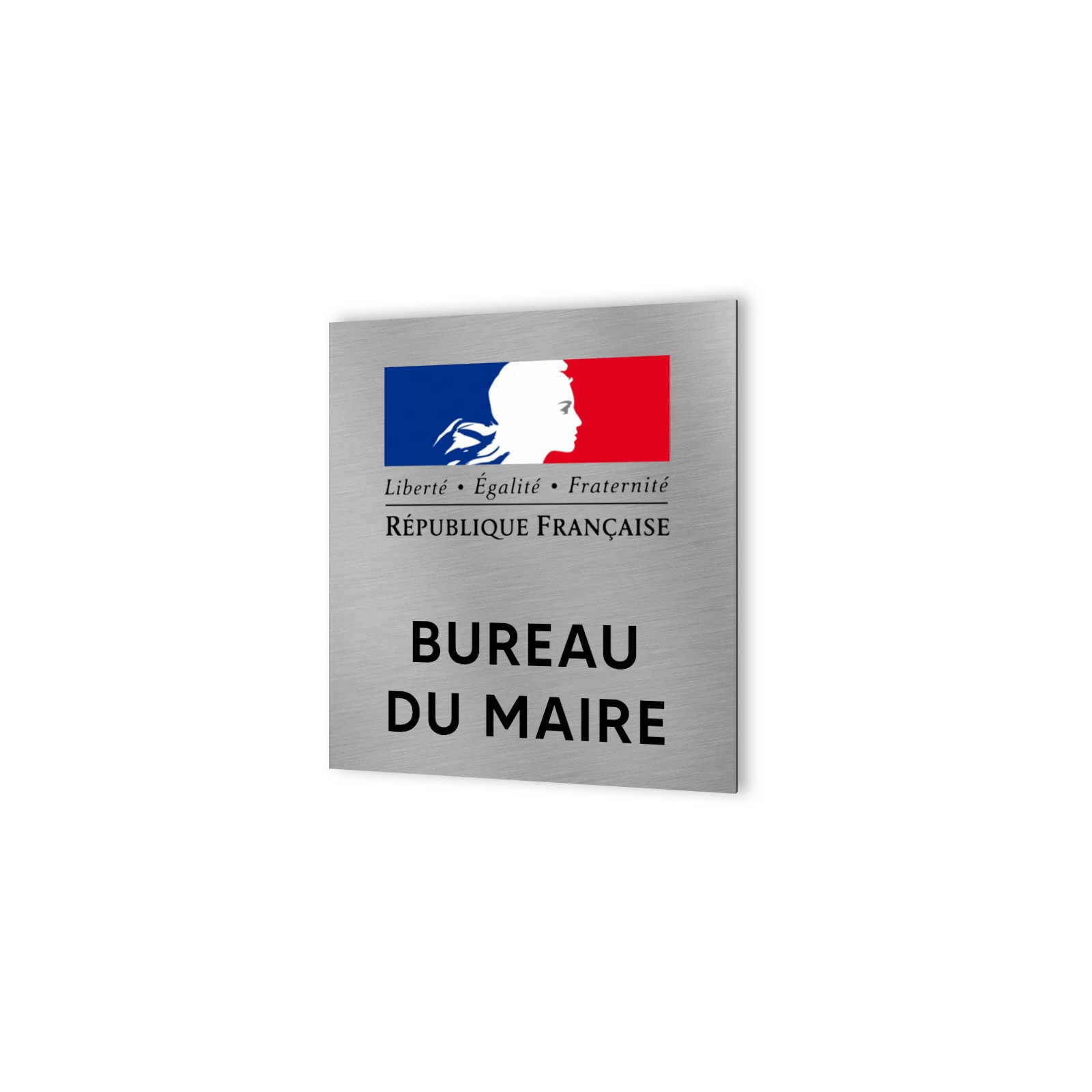 Pictogramme panneau signalétique format 20 cm x 20 cm en Dibond Aluminium brossé - Modèle Bureau du maire