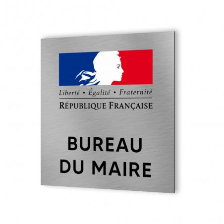 Pictogramme panneau signalétique format 20 cm x 20 cm en Dibond Aluminium brossé - Modèle Bureau du maire