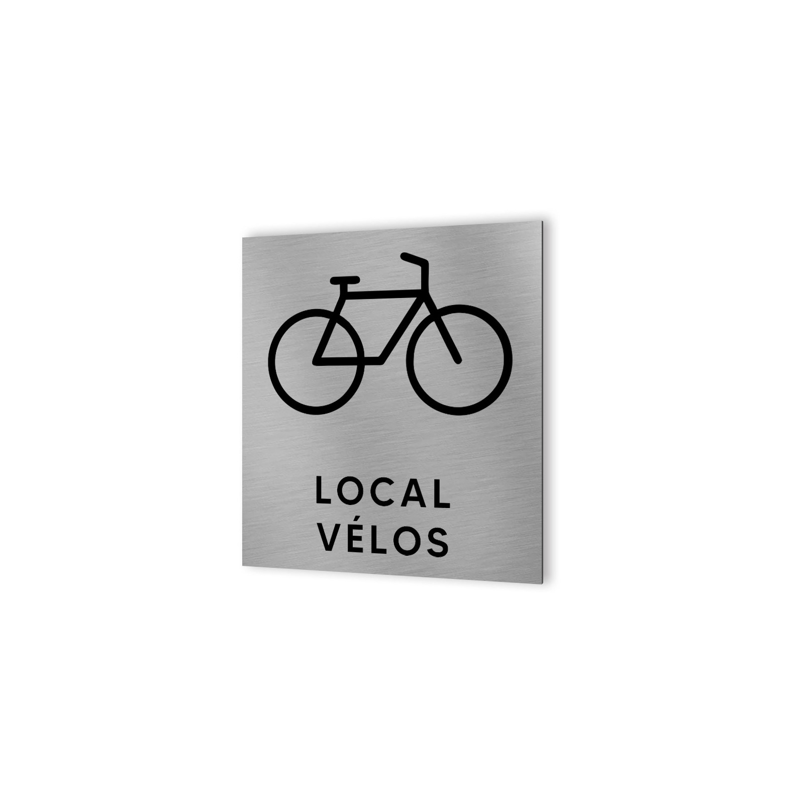 Pictogramme panneau signalétique format 20 cm x 20 cm en Dibond Aluminium brossé - Modèle Local vélos