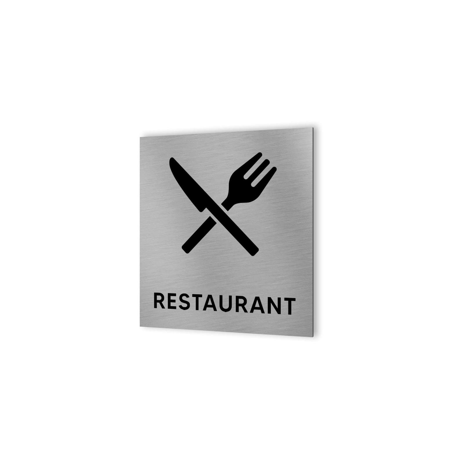 Pictogramme panneau signalétique format 20 cm x 20 cm en Dibond Aluminium brossé - Modèle Restaurant