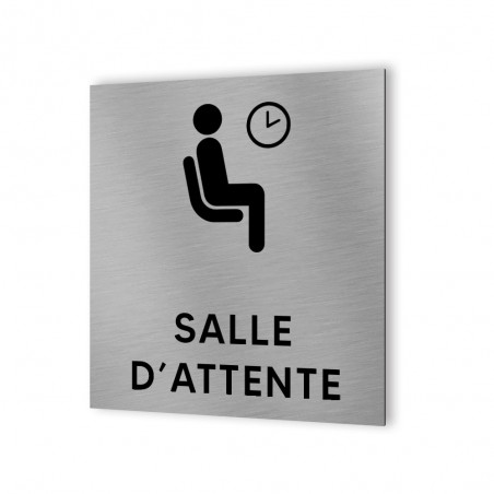 Pictogramme panneau signalétique format 20 cm x 20 cm en Dibond Aluminium brossé - Modèle Salle d'attente