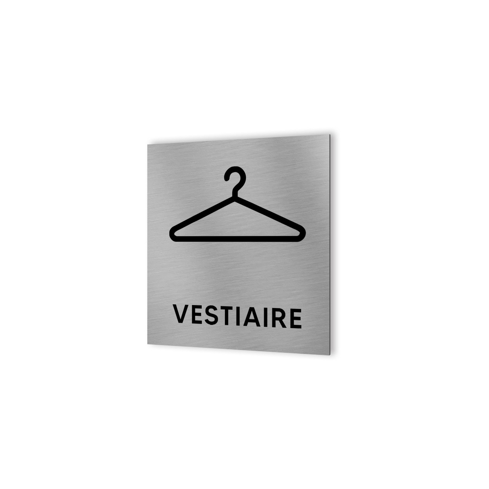 Pictogramme panneau signalétique format 20 cm x 20 cm en Dibond Aluminium brossé - Modèle Vestiaire