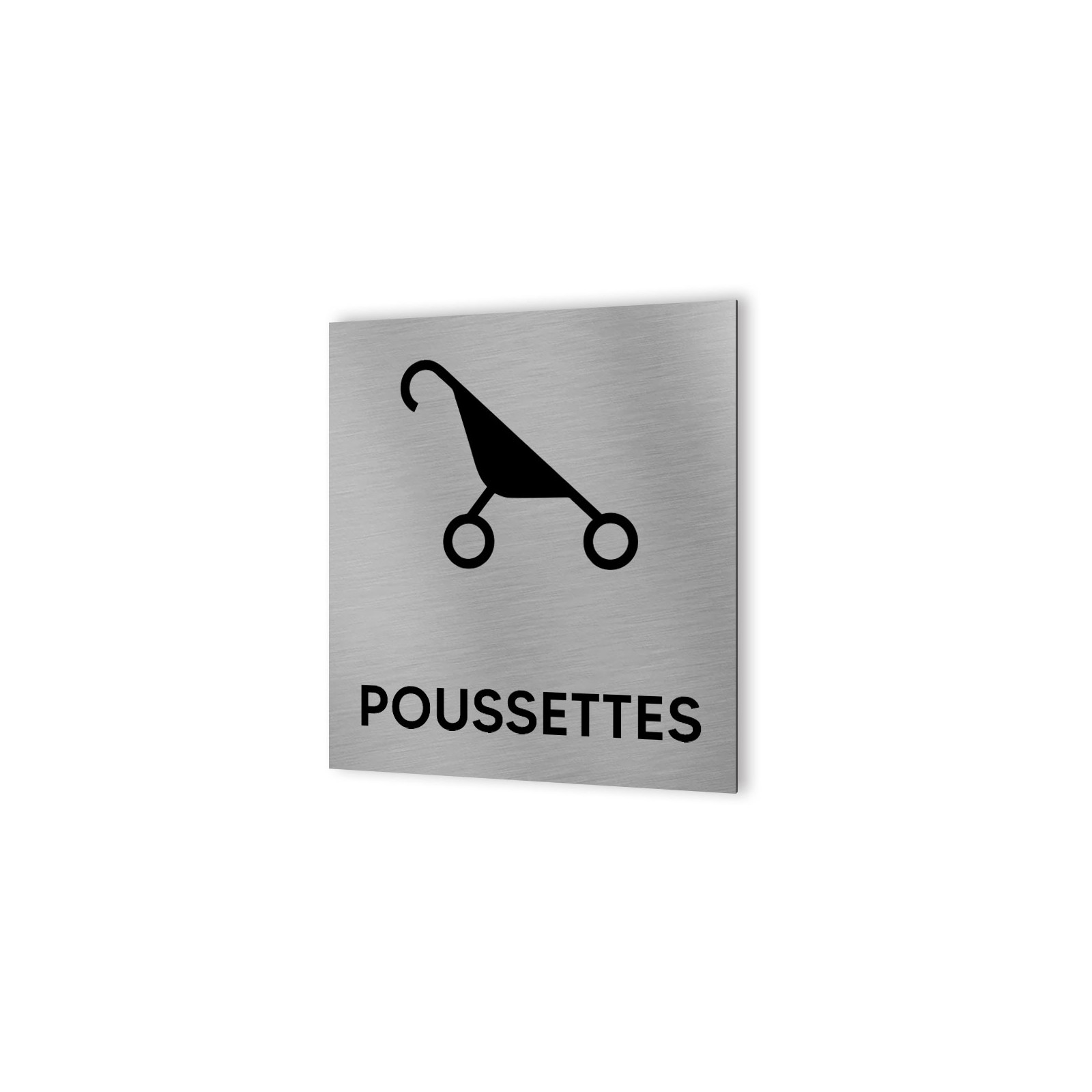 Pictogramme panneau signalétique format 20 cm x 20 cm en Dibond Aluminium brossé - Modèle Zone poussettes