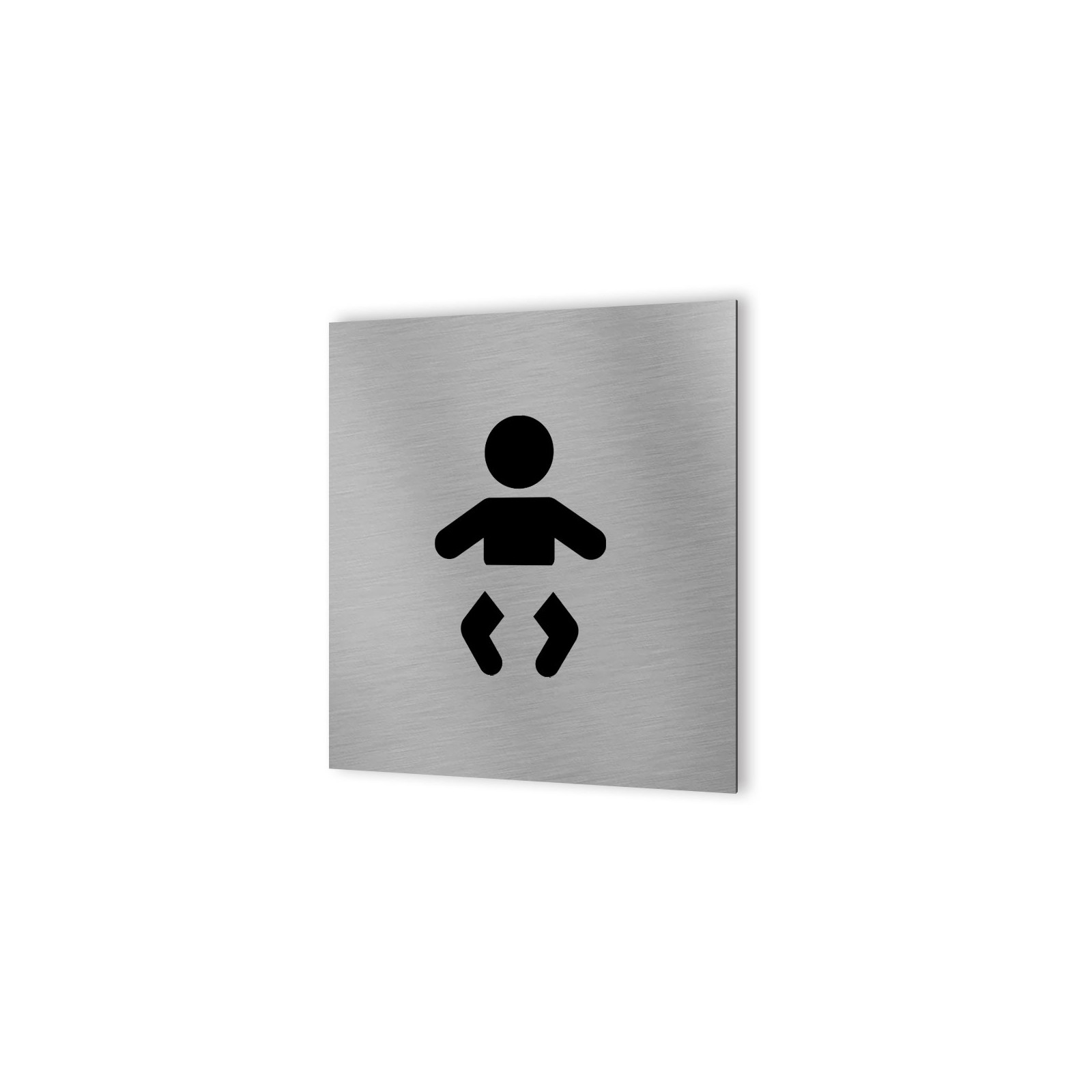 Pictogramme panneau signalétique WC format 20 cm x 20 cm en Dibond Aluminium brossé - Modèle toilettes change bébé