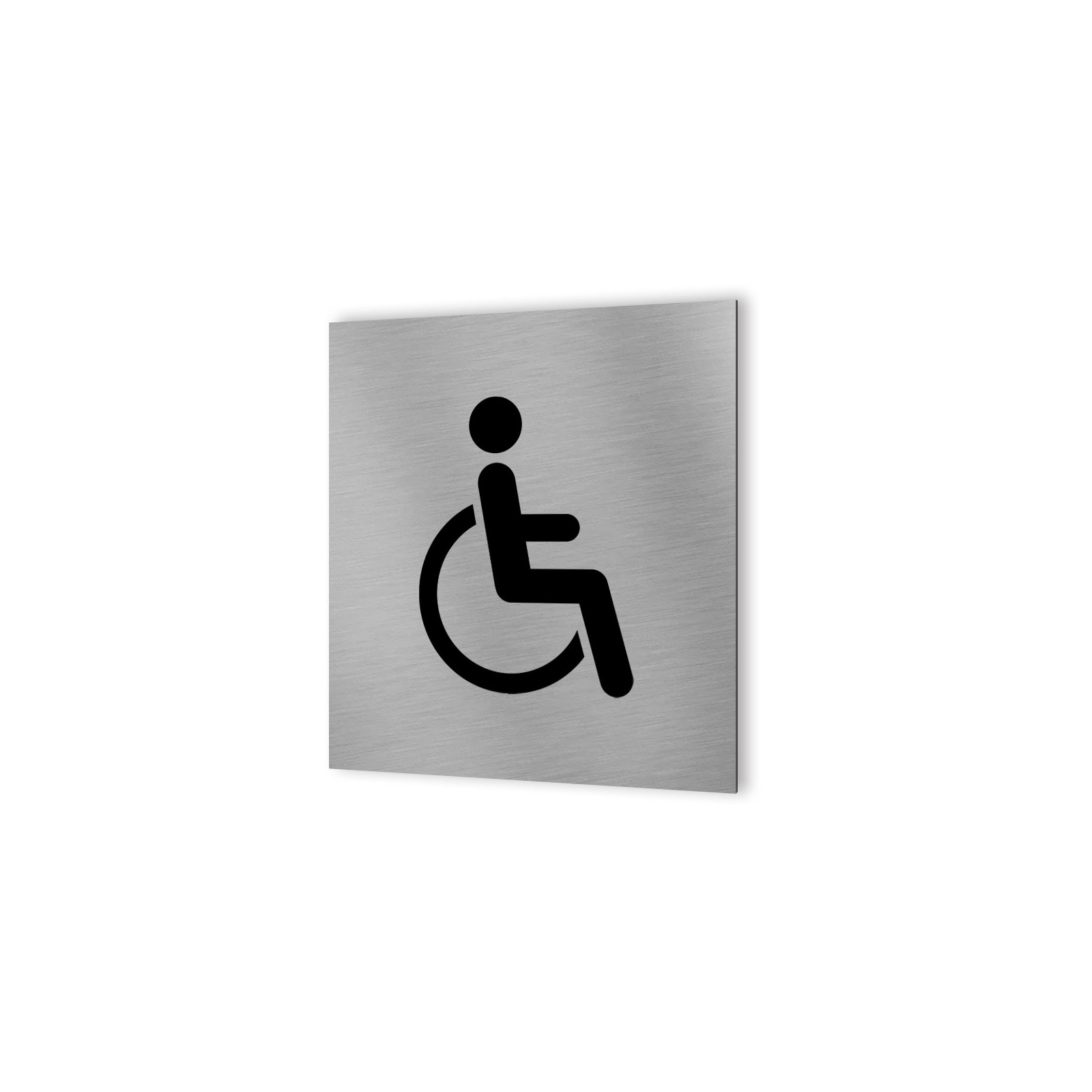 Pictogramme panneau signalétique WC format 20 cm x 20 cm en Dibond Aluminium brossé - Modèle toilettes PMR Handicapé