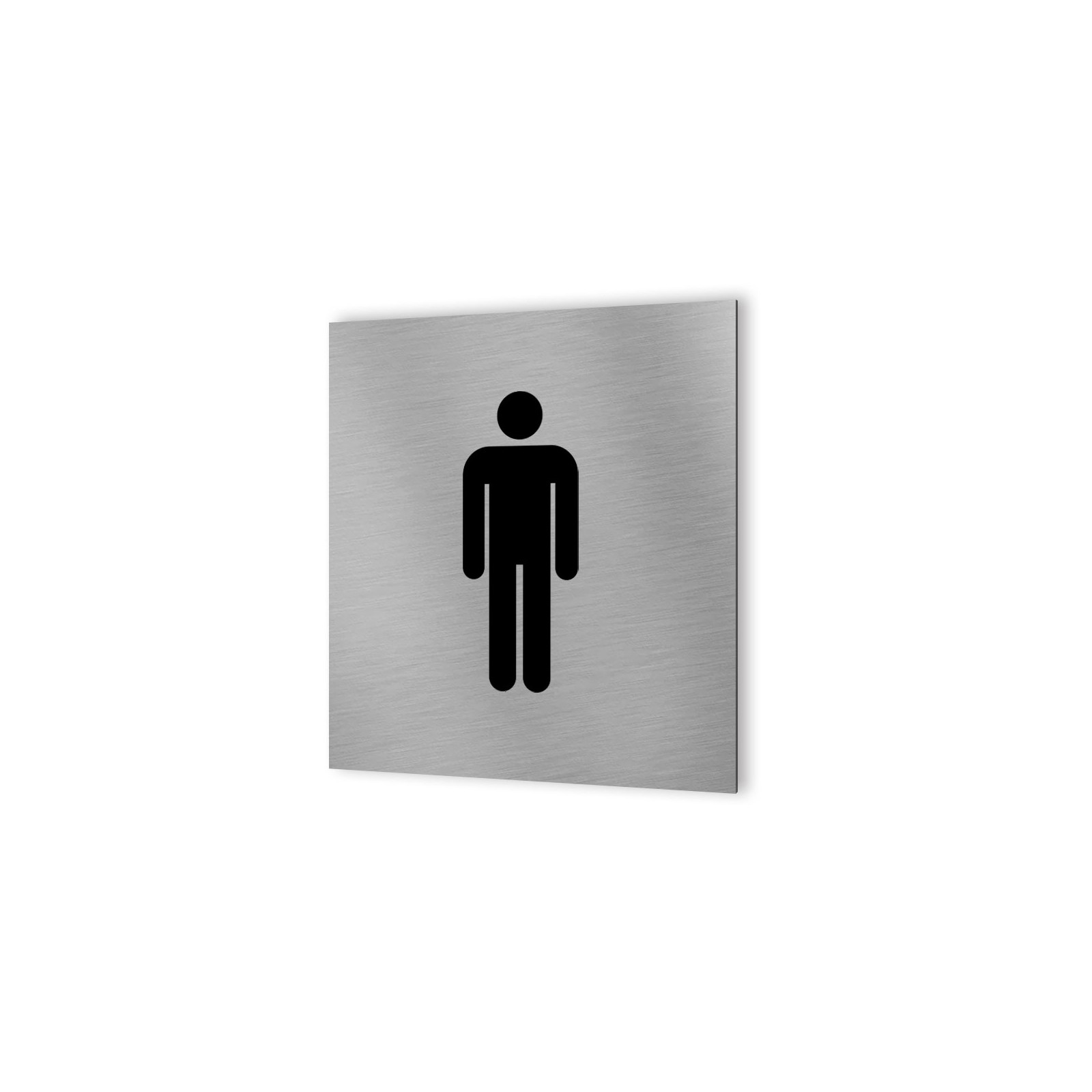 Pictogramme panneau signalétique WC format 20 cm x 20 cm en Dibond Aluminium brossé - Modèle toilettes Homme