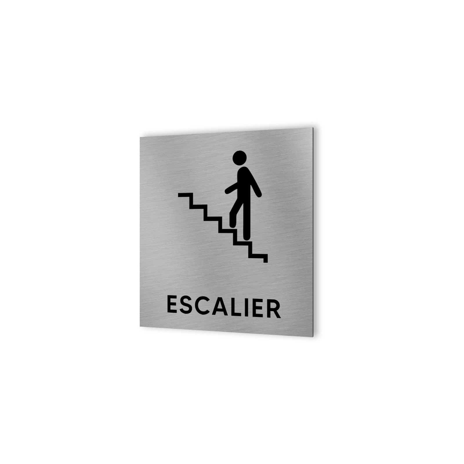 Pictogramme panneau signalétique format 20 cm x 20 cm en Dibond Aluminium brossé - Modèle Escalier