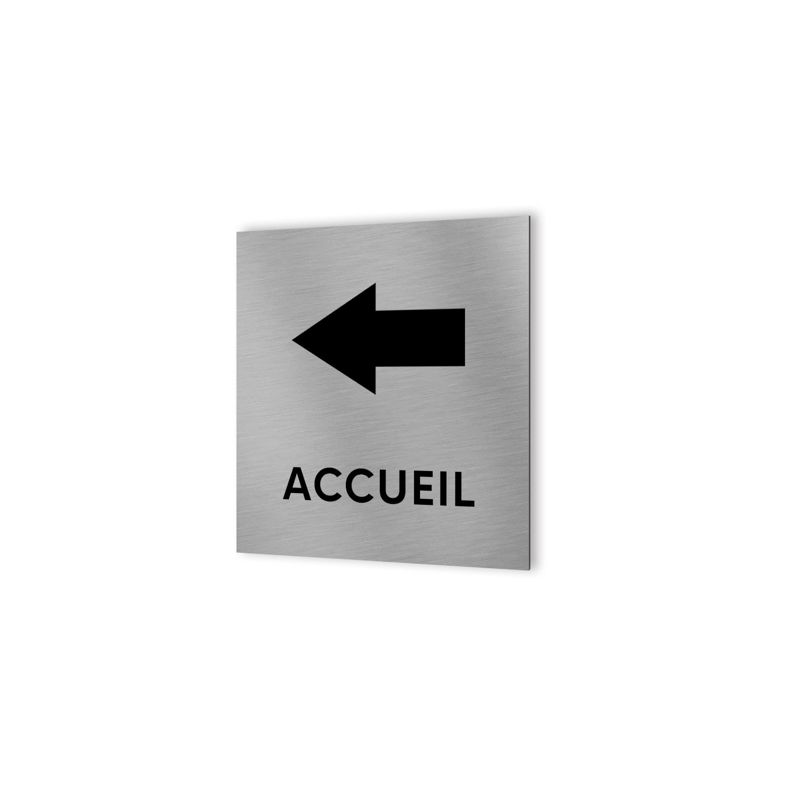 Pictogramme panneau directionnel format 20 cm x 20 cm en Dibond Aluminium brossé - Modèle Accueil