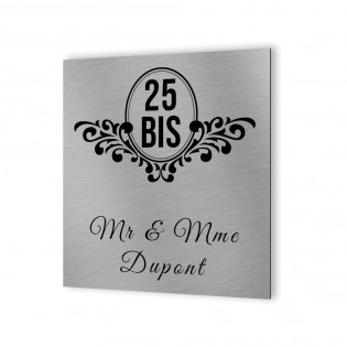 Customizable exterior house number in Aluminum Dibond - Baroque model street number