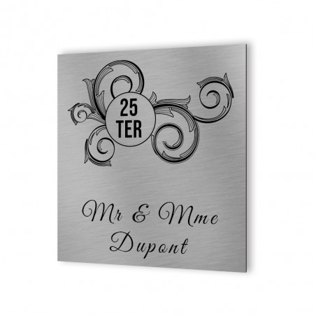 Customizable exterior house number in Aluminum Dibond - Floral model street number