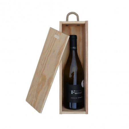 Caisse à vin en bois personnalisable - Cadeau personnalisé modèle Badaboom bleu