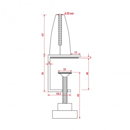 Pinces / étaux pour fixation latérale ou frontale de panneau plexiglass sur table comptoir bureau - Lot de 2