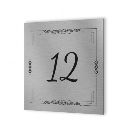 Customizable exterior house number in Dibond Aluminum - Street number Floral Design model