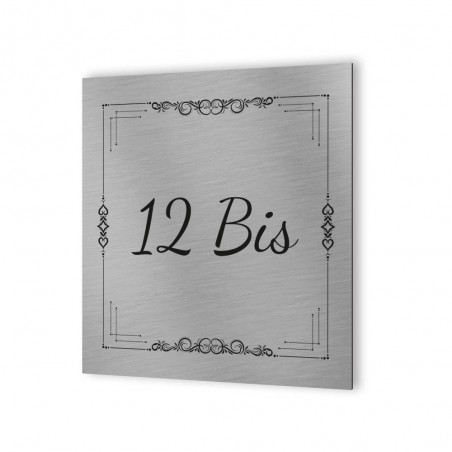 Customizable exterior house number in Dibond Aluminum - Street number Floral Design model