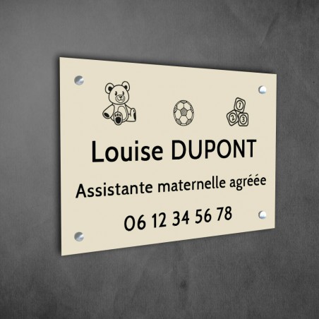 Plaque professionnelle personnalisable Assistante maternelle agréée - Pancarte Nounou personnalisée format 30 x 20 cm