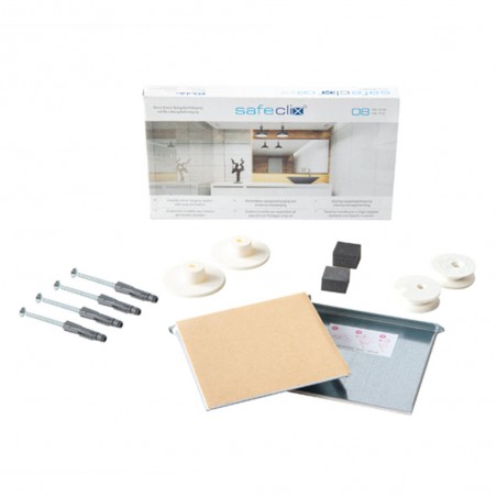 Kit de fixation murale pour miroir, Dibond, signalétique réglable (latéral et hauteur) - Charge maxi 12 kg - SAFECLIX