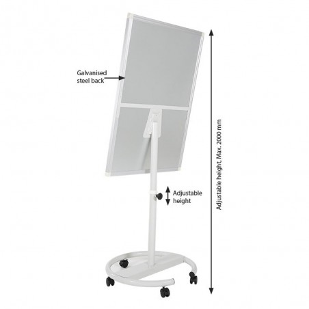 Chevalet tableau blanc effaçable et magnétique format B1 (70 x 100 cm) - Chevalet conférence réunion à roulettes