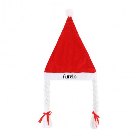 Mother Christmas hat with braids to personalize with a first name - Christmas costume