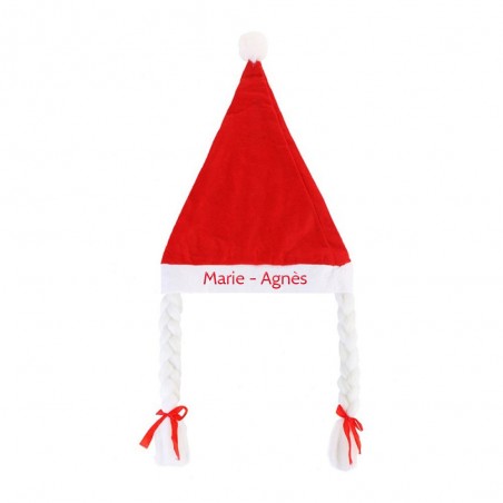 Mother Christmas hat with braids to personalize with a first name - Christmas costume