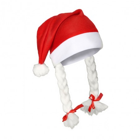 Mother Christmas hat with braids to personalize with a first name - Christmas costume