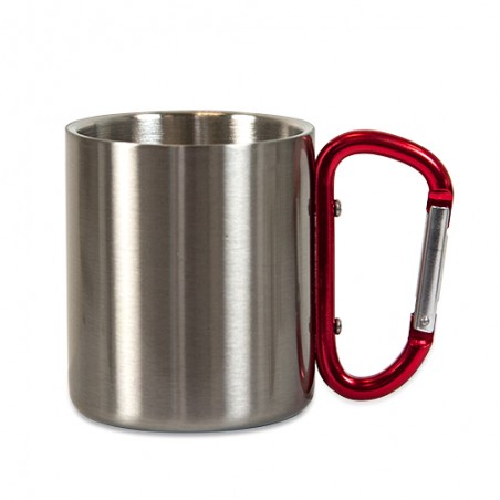 Personalized stainless steel carabiner mug 330 ml