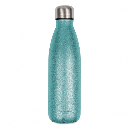 Bouteille isotherme personnalisable couleur menthe à paillettes - Contenance 500 mL - Thermos boisson bureau transport voyage