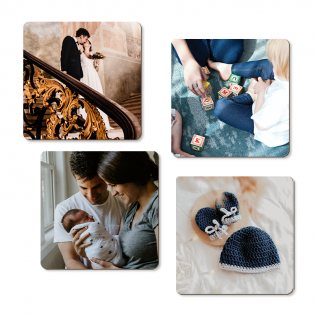 Set of 4 personalized Cork coasters | Squares